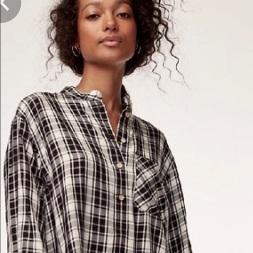 Aritzia black and white plaid shirt dress
